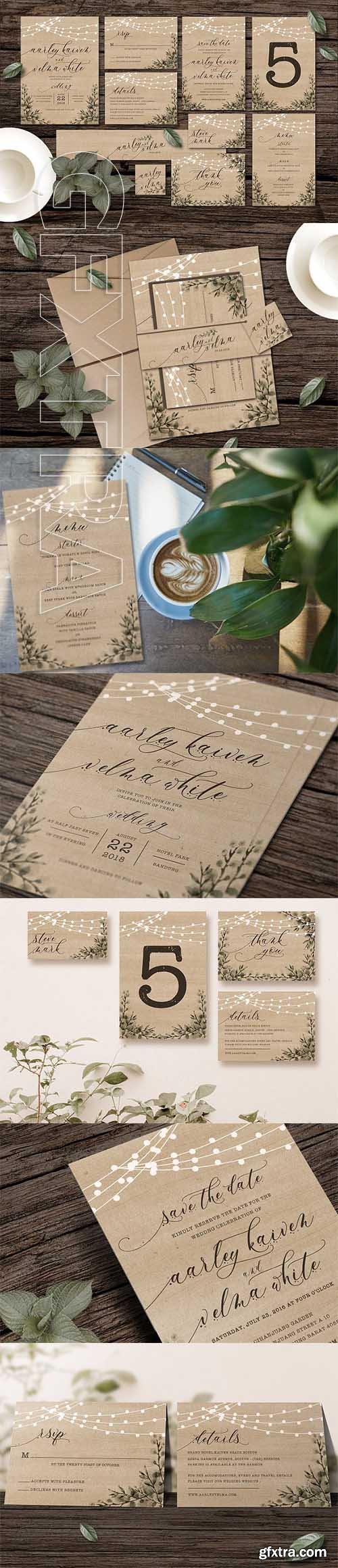 CreativeMarket - Rustic Wedding Invitation Suite 2509319