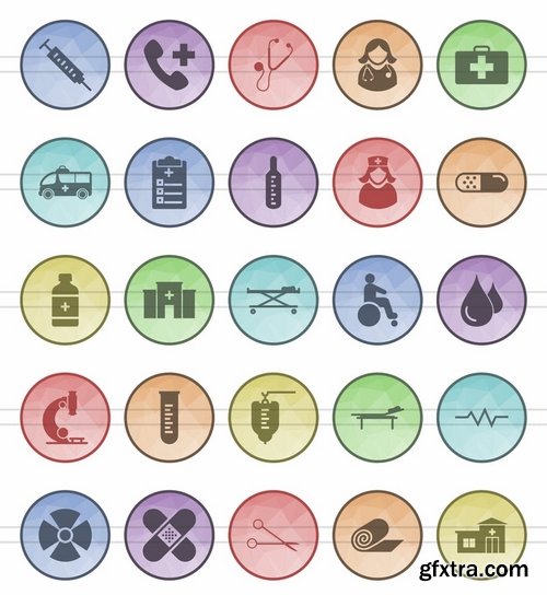 Energy Medical Mobile Apps Communication Academics Filled Low Poly Icons