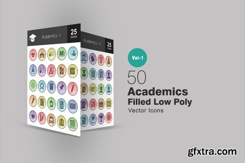 Energy Medical Mobile Apps Communication Academics Filled Low Poly Icons