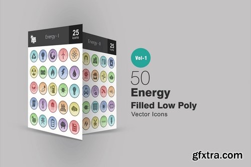 Energy Medical Mobile Apps Communication Academics Filled Low Poly Icons