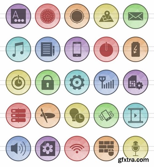 Energy Medical Mobile Apps Communication Academics Filled Low Poly Icons