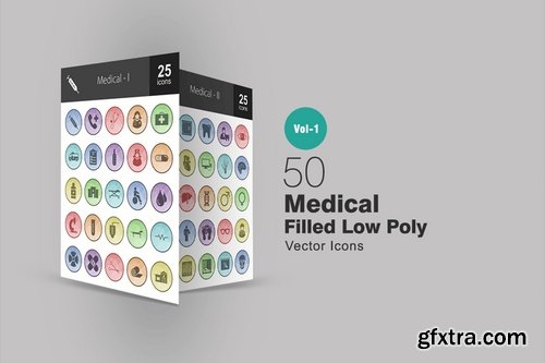 Energy Medical Mobile Apps Communication Academics Filled Low Poly Icons