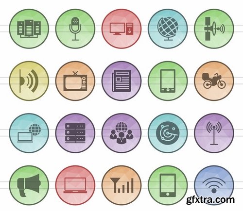 Energy Medical Mobile Apps Communication Academics Filled Low Poly Icons