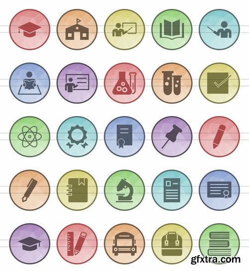 Energy Medical Mobile Apps Communication Academics Filled Low Poly Icons