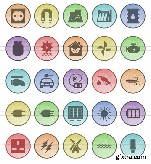 Energy Medical Mobile Apps Communication Academics Filled Low Poly Icons