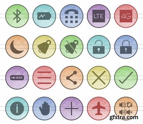 Energy Medical Mobile Apps Communication Academics Filled Low Poly Icons