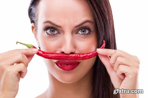 Pepper red hot chili girl woman with sweet pepper 25 HQ Jpeg