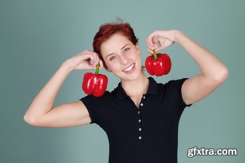 Pepper red hot chili girl woman with sweet pepper 25 HQ Jpeg