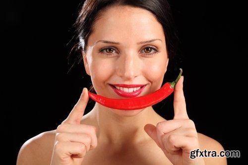 Pepper red hot chili girl woman with sweet pepper 25 HQ Jpeg