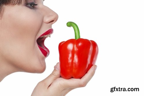 Pepper red hot chili girl woman with sweet pepper 25 HQ Jpeg