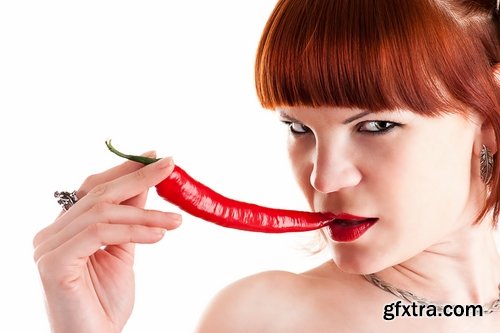 Pepper red hot chili girl woman with sweet pepper 25 HQ Jpeg