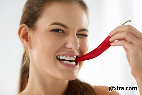 Pepper red hot chili girl woman with sweet pepper 25 HQ Jpeg