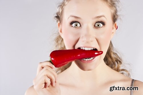 Pepper red hot chili girl woman with sweet pepper 25 HQ Jpeg