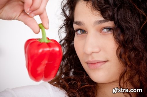 Pepper red hot chili girl woman with sweet pepper 25 HQ Jpeg