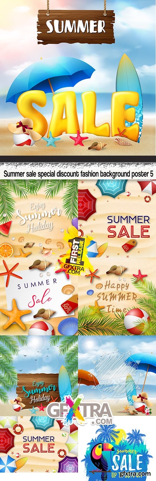 Summer sale special discount fashion background poster 5