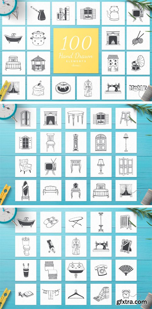 CM - 100 Hand Drawn Elements -Home- 2423072