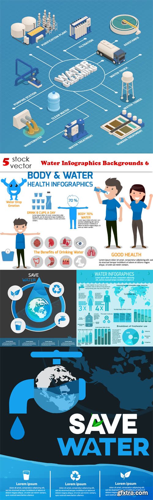 Vectors - Water Infographics Backgrounds 6