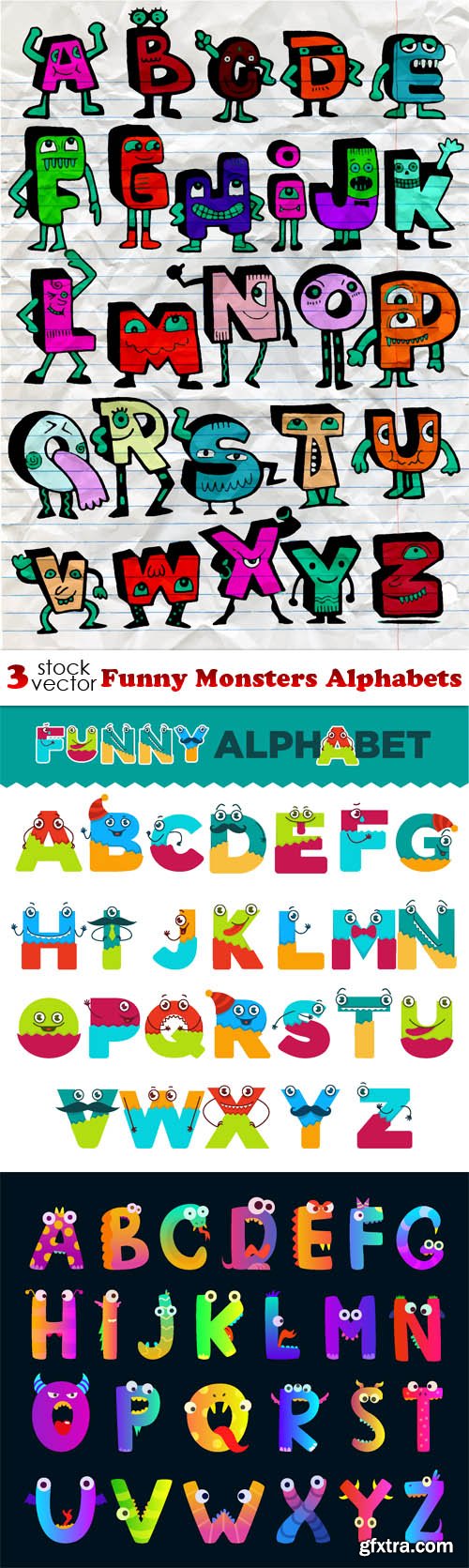 Vectors - Funny Monsters Alphabets