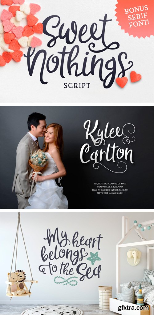 Fontbundles - Sweet Nothings Script + Bonus Font 56105