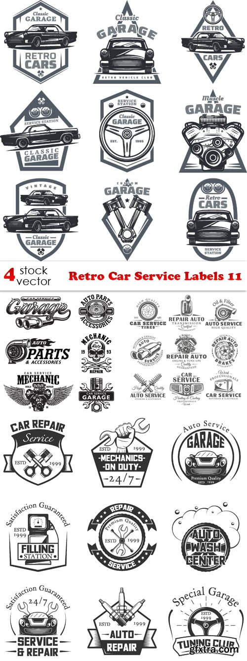 Vectors - Retro Car Service Labels 11