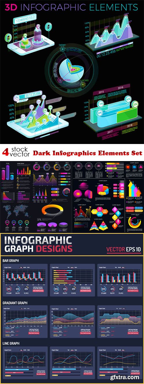 Vectors - Dark Infographics Elements Set