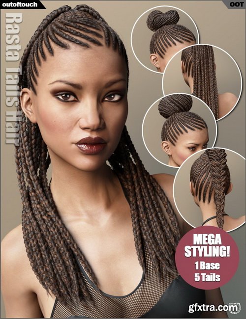 Daz3D - Rasta Tails Hair and OOT Hairblending 2.0 for Genesis 3 Female(s)