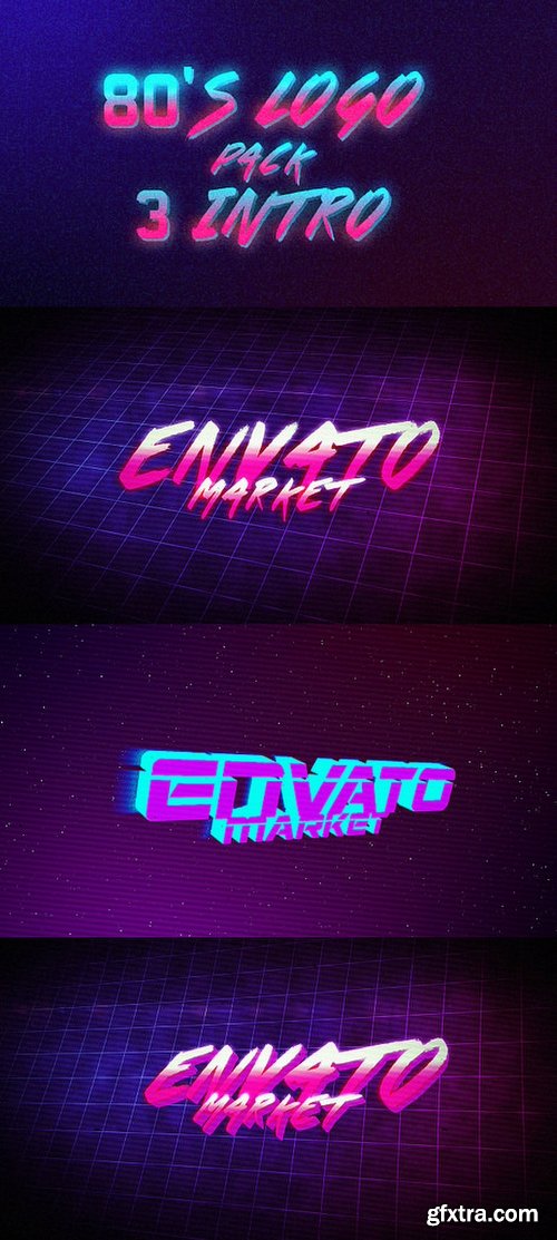 Videohive 80's Logo Intro Pack 3 in 1 19497990