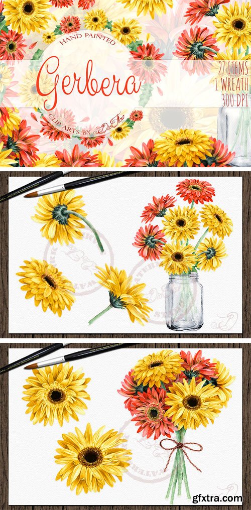 CM - Gerbera Watercolor Clip Art 2421786