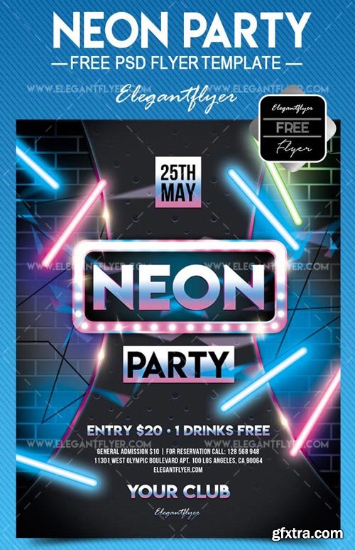 Neon Party V3 2018 Flyer PSD Template