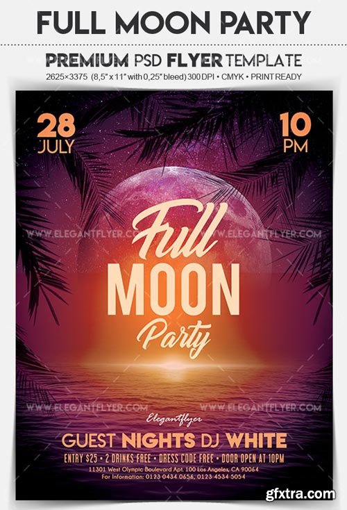 Full Moon Party V2 2018 Flyer PSD Template