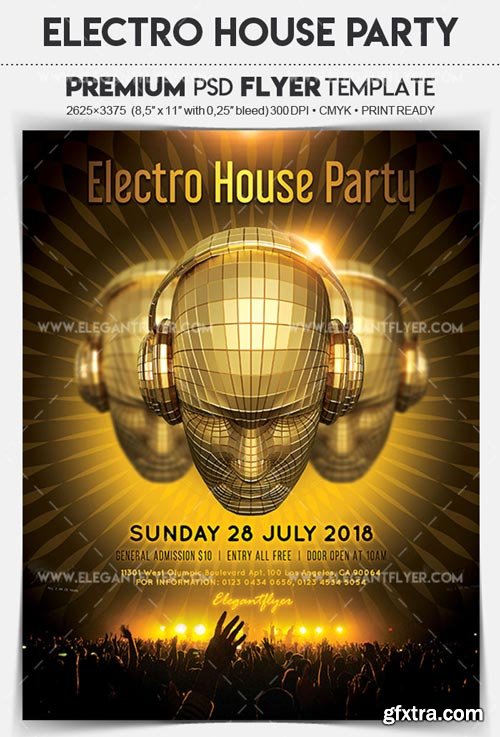 Electro House Party V1 2018 Flyer PSD Template