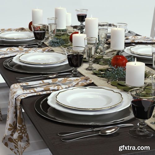 Crate and Barrel Traditional Holiday Table 3D model