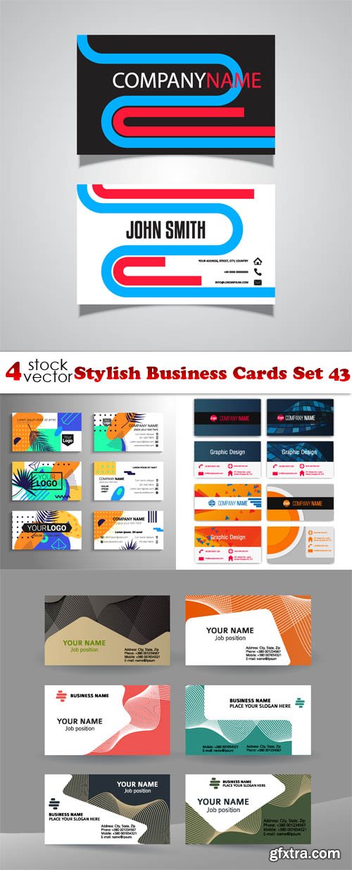 Vectors - Stylish Business Cards Set 43