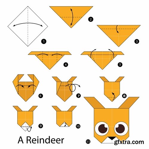 Origami animal for cutting and folding paper 25 EPS