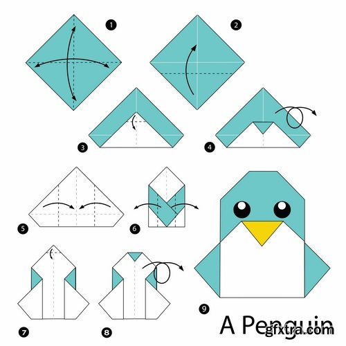 Origami animal for cutting and folding paper 25 EPS