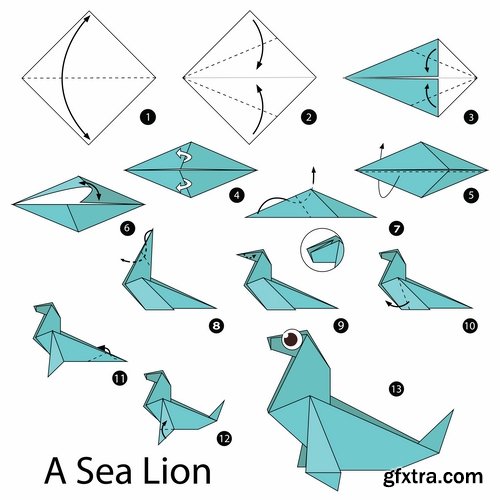 Origami animal for cutting and folding paper 25 EPS