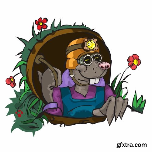 Mole cartoon character for children\'s book illustration 25 EPS