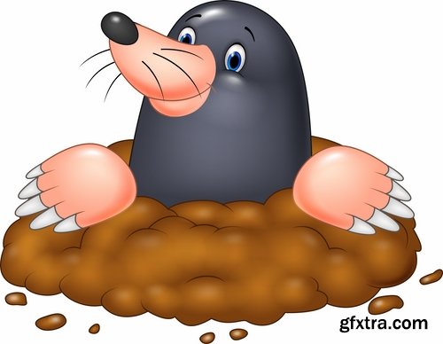 Mole cartoon character for children\'s book illustration 25 EPS