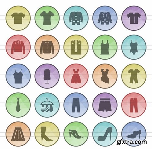 Clothes & Fashion Black Friday Business Real Estate Filled Low Poly Icons