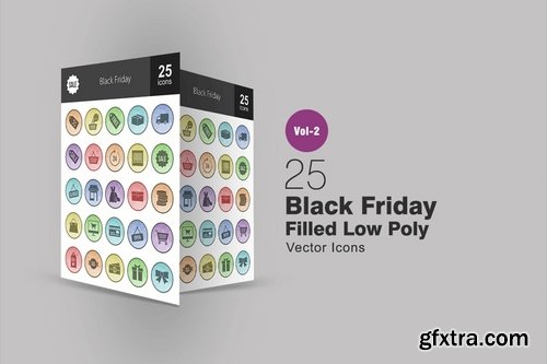 Clothes & Fashion Black Friday Business Real Estate Filled Low Poly Icons