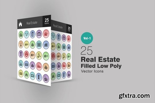 Clothes & Fashion Black Friday Business Real Estate Filled Low Poly Icons