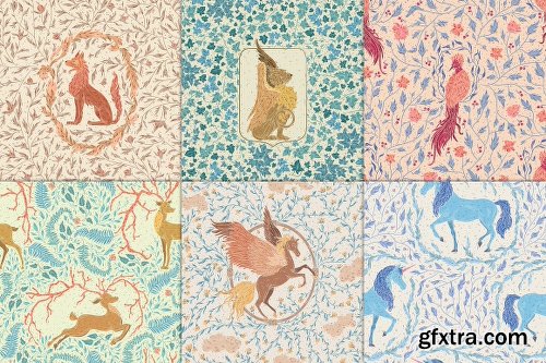 CreativeMarket Mythical Animals patterns 2380531