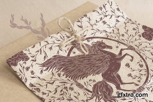 CreativeMarket Mythical Animals patterns 2380531