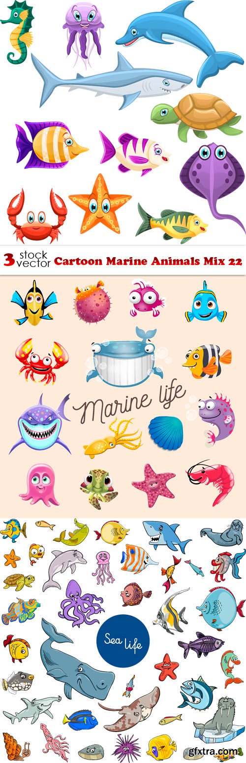 Vectors - Cartoon Marine Animals Mix 22