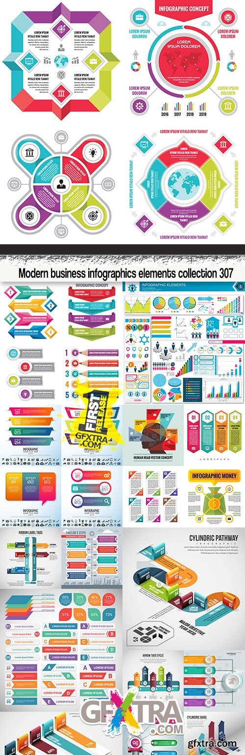 Modern business infographics elements collection 307