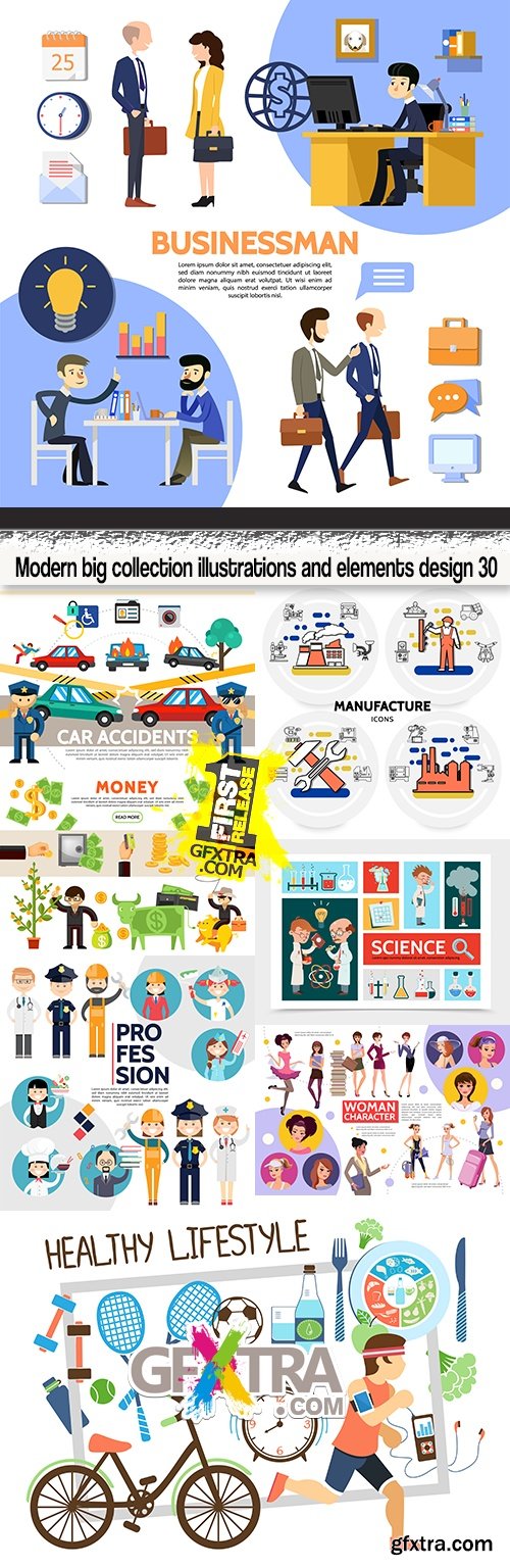 Modern big collection illustrations and elements design 30