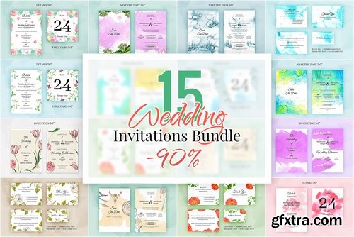 CM - 15 Wedding invitations Bundle 2357711