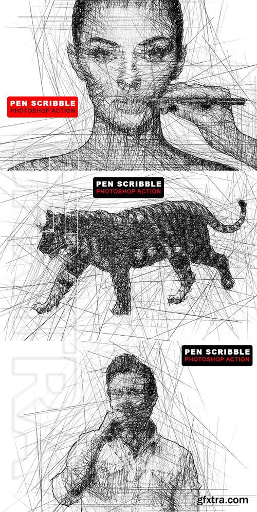 CreativeMarket - Pen Scribble Photoshop Action 2506177