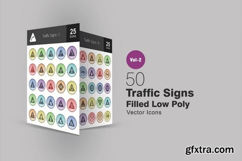 Emoticons, Traffic Signs, Home Electronics, Art & Designing Filled Low Poly Icons