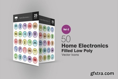 Emoticons, Traffic Signs, Home Electronics, Art & Designing Filled Low Poly Icons